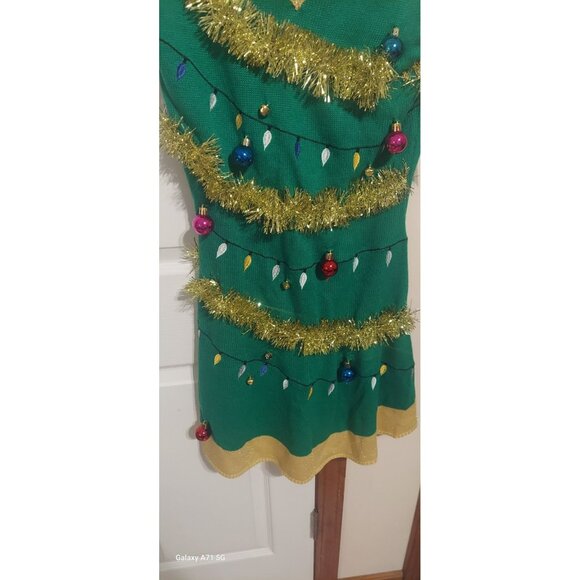 Christmas Tree Sweater Dress Medium Ugly Christmas Sweater NWT M7-9 Embroidered - Picture 4 of 9